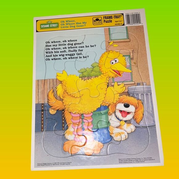 2 Vintage Golden Frame Sesame Street Tray Puzzles Big Bird & Ernie 12PC - Picture 3 of 7